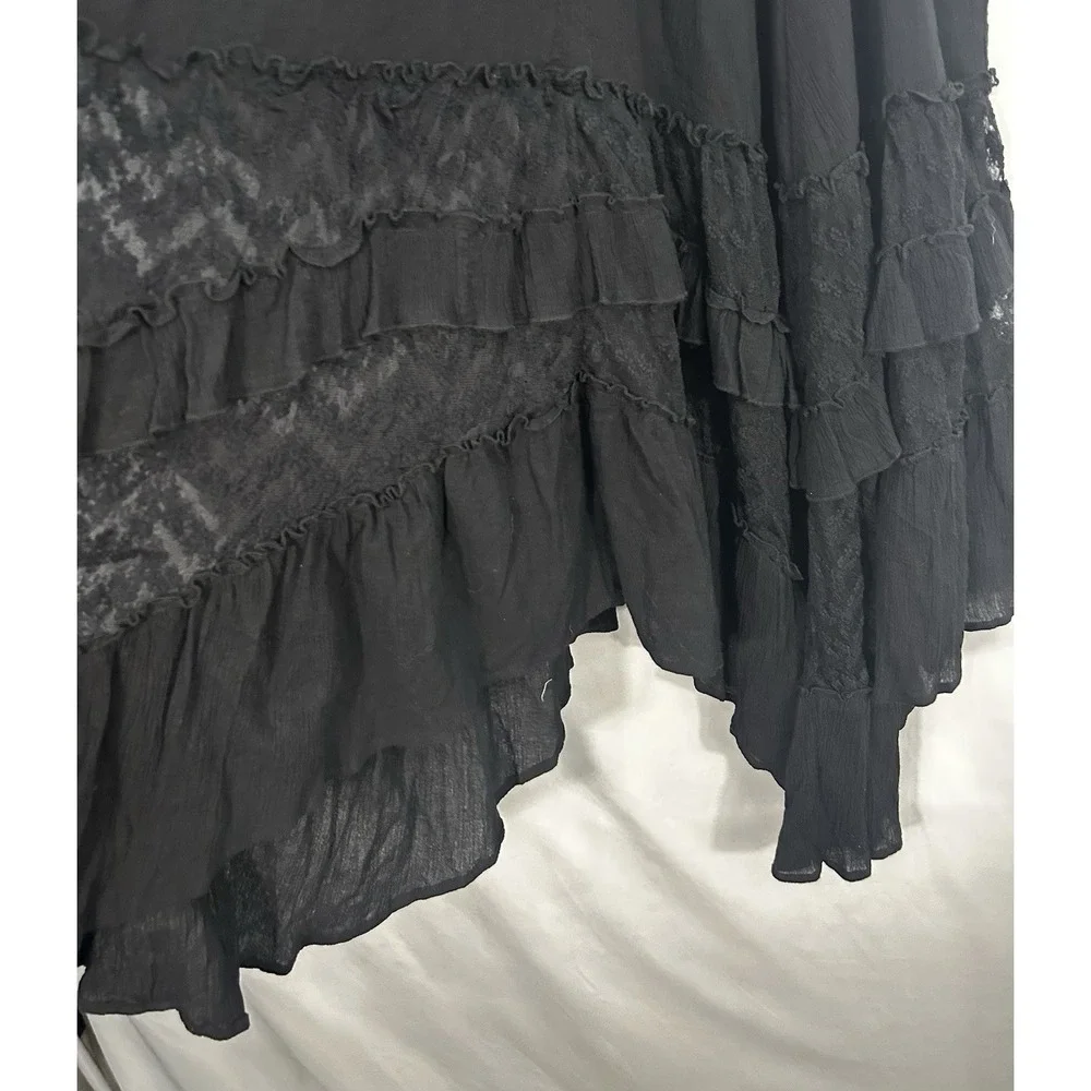 Natural Life Asymmetrical Lace Midi Skirt Size L Boho Black Fairy Grunge Witchy